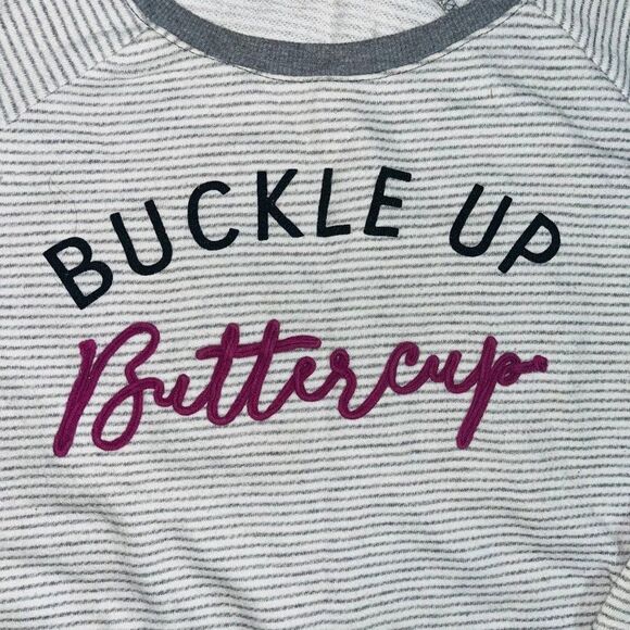 Maurices | Long Sleeve Sweater Striped | White/Grey | Womens | M - Picture 3 of 6